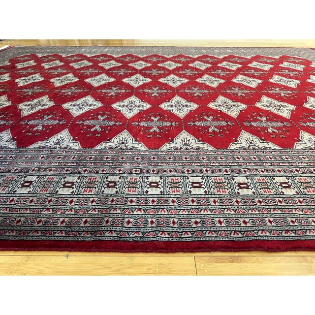 Red Pakistani Bokhara Tekke Rug For Sale - Image 4 of 10