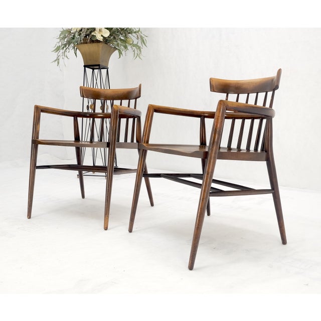 Brown Pair of Paul McCobb Solid Birch Round Back Barrel Shape Arm Chairs For Sale - Image 8 of 17