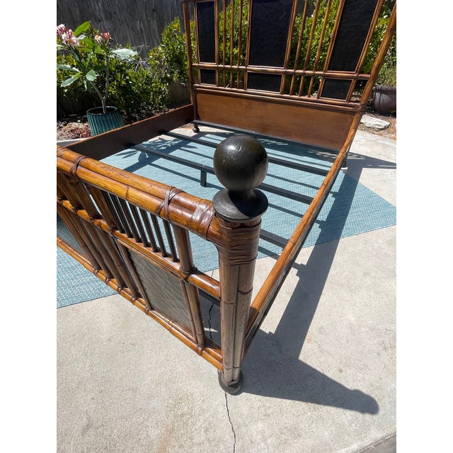 Baker Furniture Rattan King Size Bed, Coastal British Colonial Style For Sale In San Diego - Image 6 of 14