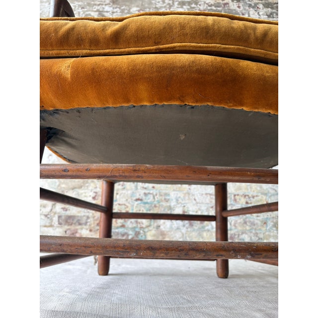 Textile Antique Early American Upholstered Armchair For Sale - Image 7 of 10