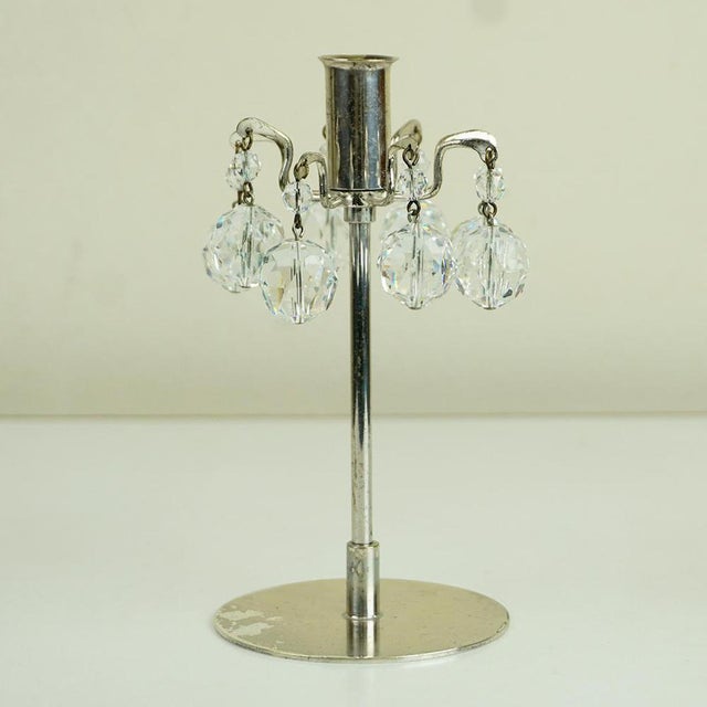 1980s Mid-Century Austrian Crystal Glass and Silver Candleholder by J.L. Lobmeyr, 1980s For Sale - Image 5 of 10