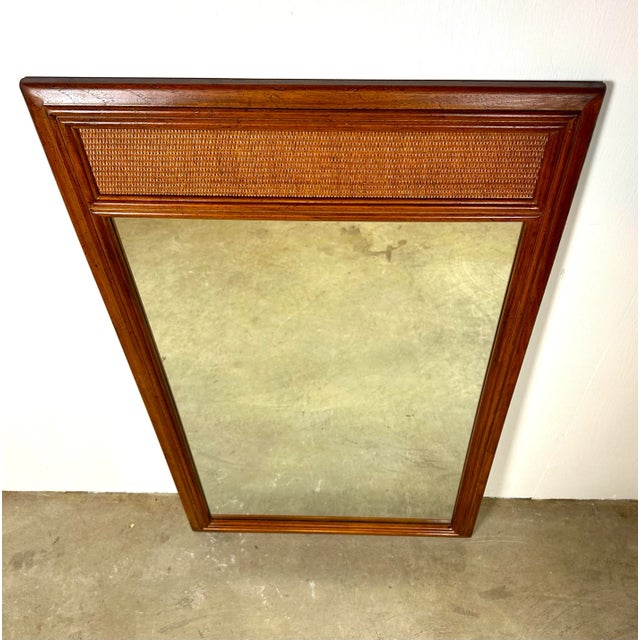 1980s Vintage Drexel Mid Century Modern / Campaign “Passage” Collection Campaign Wall Mirror For Sale - Image 5 of 11