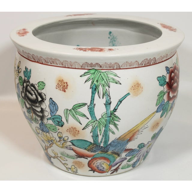 Mid 20th Century Chinese White Flora Fauna Koi Fish Ceramic Planter For Sale - Image 9 of 12