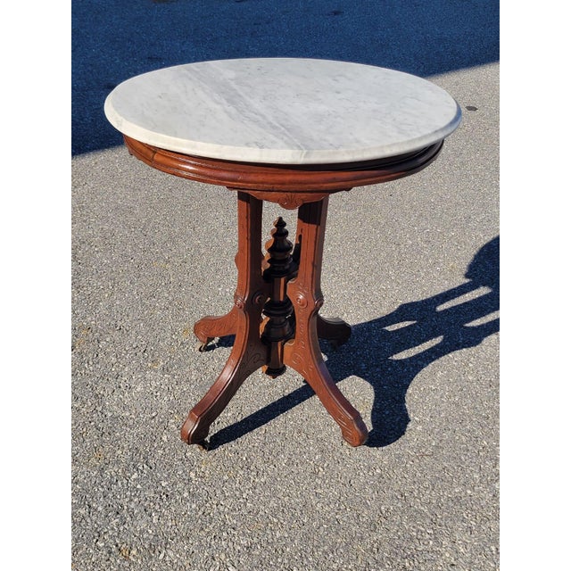 19th Century American Victorian Marble Side Table For Sale - Image 12 of 18