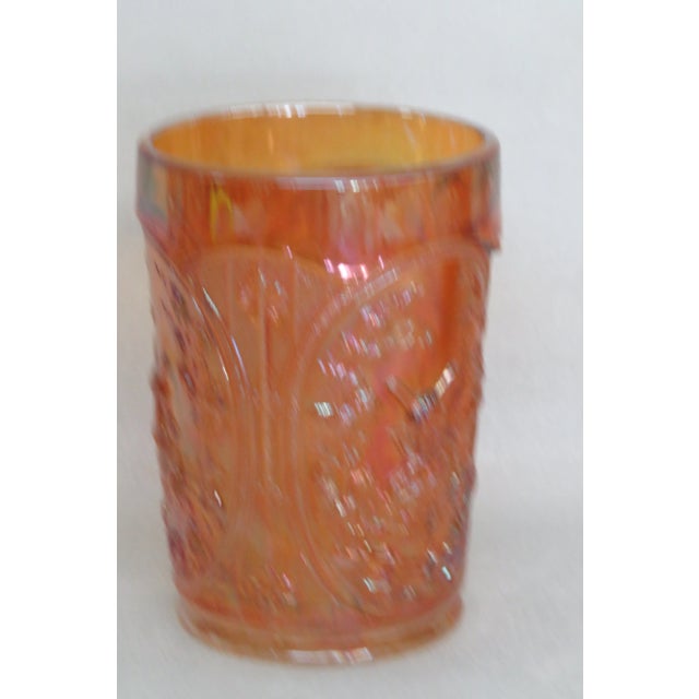 Imperial Carnival Glass Marigold Orange Windmill Pattern Tumbler For Sale - Image 4 of 11