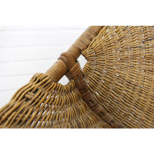 1960s Vintage Italian Rattan Basket Chairs and Bistro Table Set, 1960s, Set of 3 For Sale - Image 5 of 18
