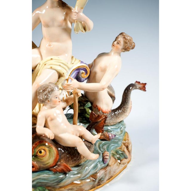 Blue Allegorical Water Group attributed to M.V. Acier for Meissen, Germany, 1860 For Sale - Image 8 of 11