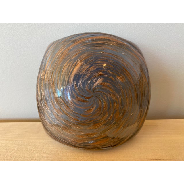 Copper Floriform Italian Murano Glass Copper Swirl Bowl For Sale - Image 8 of 13