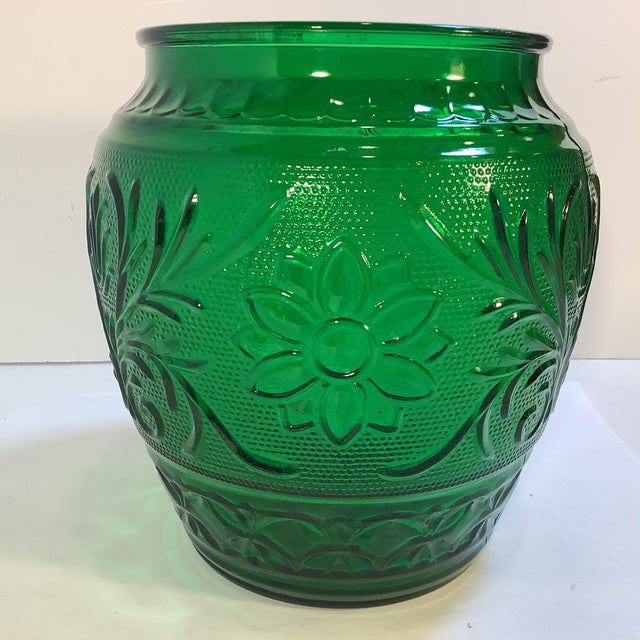 Green Depression Era Sandwich Glass Vase. Chairish