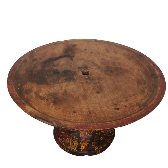 Rustic Antique Wood Carved Pedestal Cake Plate For Sale - Image 3 of 4