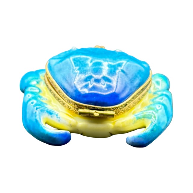 Late 20th Century French Hand-Painted Limoges Porcelain Crab Box For Sale - Image 9 of 12