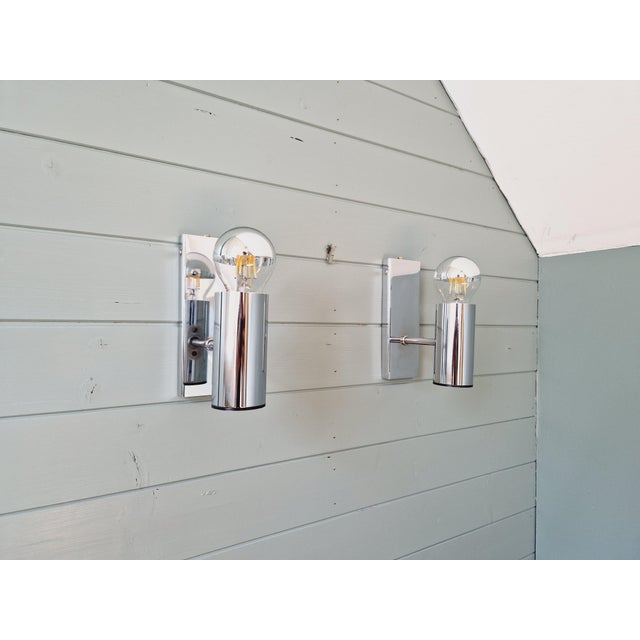 Tubular Wall Lights in Chrome Metal, 1970s, Set of 2 For Sale - Image 17 of 17