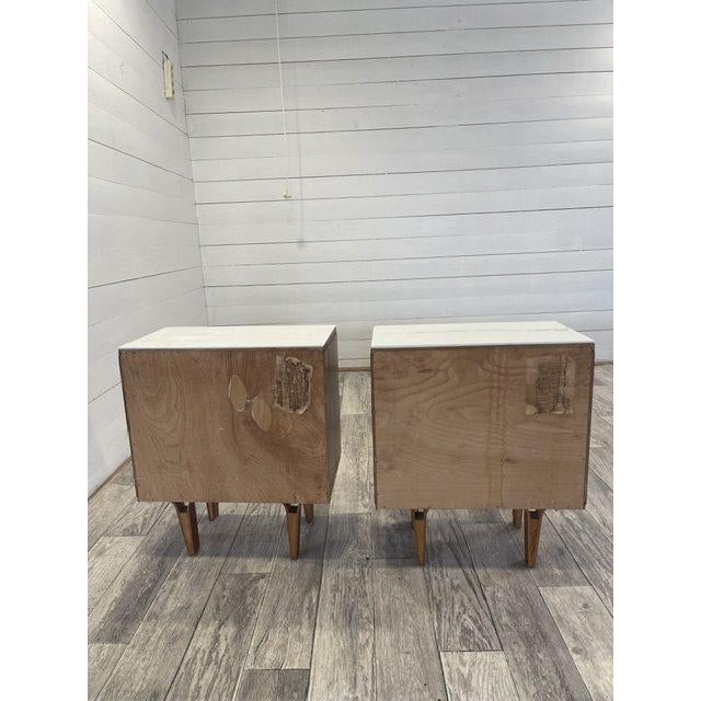Vintage End Tables with White Glass by Novy Domov, 1965, Set of 2 For Sale - Image 6 of 8