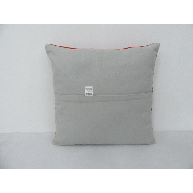 Mid-Century Modern Turkish Orange & Black Kilim Pillow Cover For Sale - Image 3 of 4