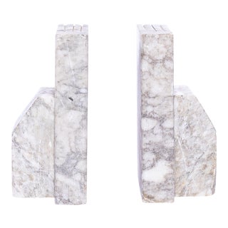 1930s Italian Carved Marble Bookends - a Pair For Sale