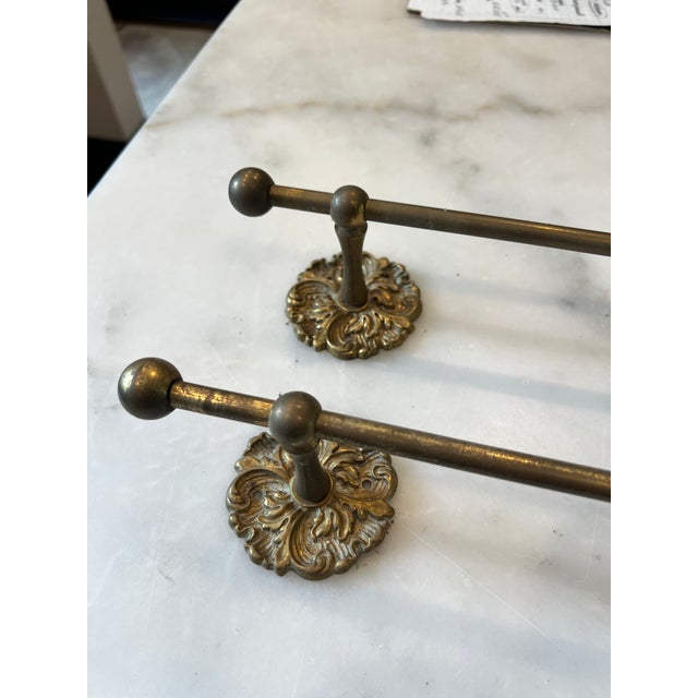 Pair Solid Brass Vintage Towel Bars For Sale In Atlanta - Image 6 of 9