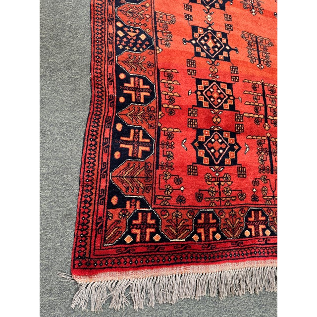 Textile 4ft 4in × 6ft 8in Hand-Knot Tribal Wool Area Rug, Vintage For Sale - Image 7 of 11