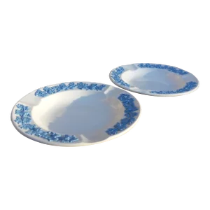 Pair of 1990s Wedgwood Queensware Embossed Lavender on Cream 3 Well Ashtrays Trinket Catchalls