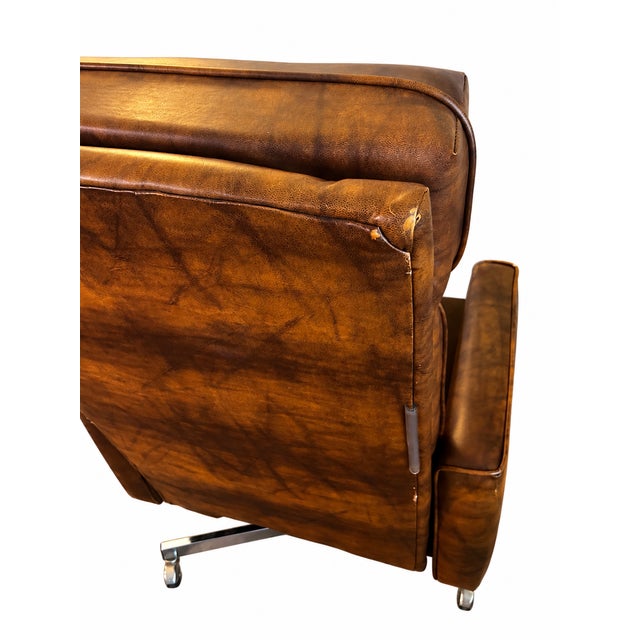 1970s Eck-Adams Brown Tufted High-Back Executive Office Chair For Sale - Image 13 of 17