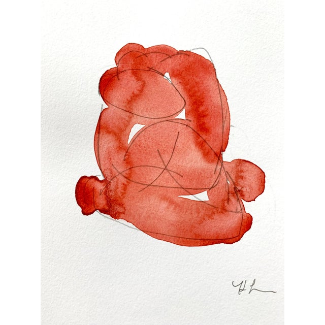 Contemporary Mali Embrace I 8 X 6, Watercolor on Paper, Contemporary Drawing For Sale - Image 3 of 3