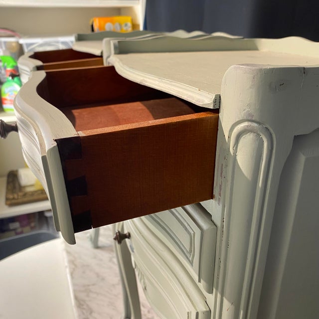 Antique French Painted 3 Drawer Louis XV Night Stands -a Pair For Sale In Portland, ME - Image 6 of 13