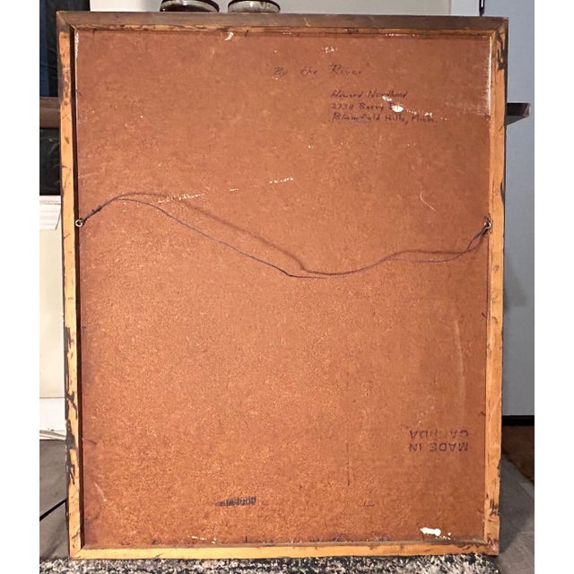 1960s Vintage Howard Nordlund - “By the River” Framed Oil Painting on Masonite Board (American/Michigan) (Circa 1960’s) For Sale - Image 5 of 6