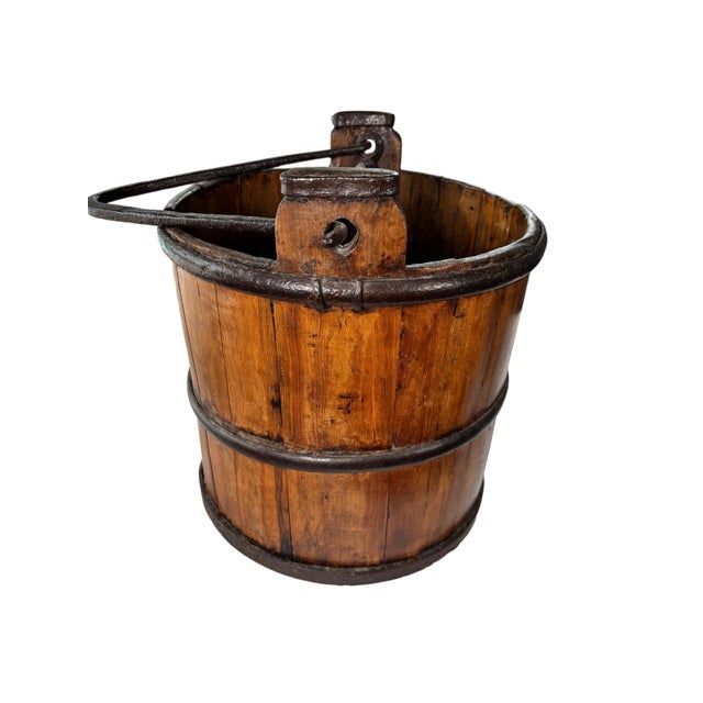 19th C. Hand-Forged Wood and Iron Well Bucket For Sale - Image 9 of 18