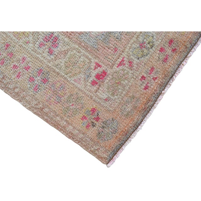 1970s Pink Kurdish Herki Hand-Knotted Distressed Runner Hallway Decor For Sale - Image 10 of 11