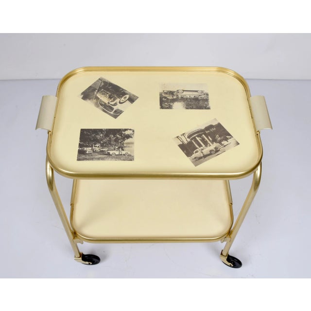 Mid-Century Italian Golden Aluminum & Formica Bar Cart, 1950s For Sale - Image 9 of 18