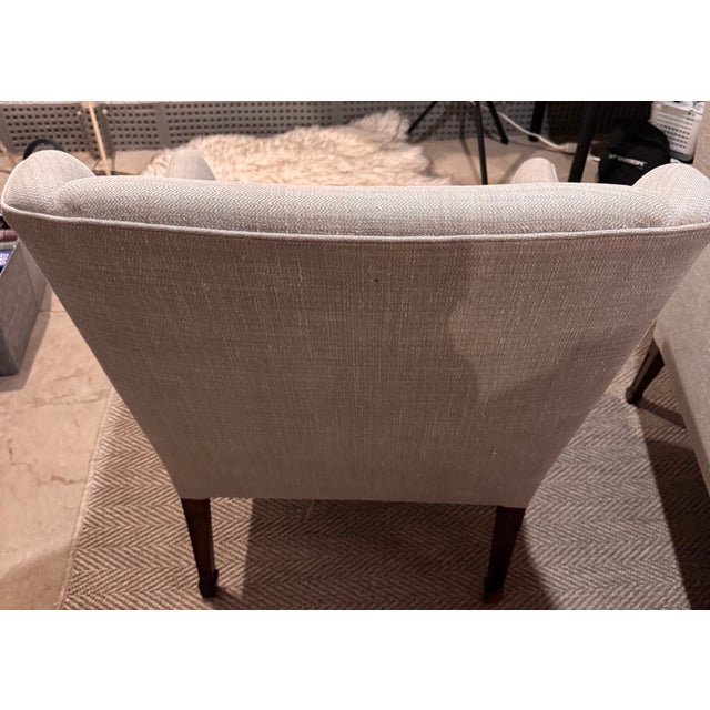 1950s Pair of Danish Modern Blue-Grey Wingback Lounge Chairs Attributed to Frits Henningsen For Sale - Image 14 of 17