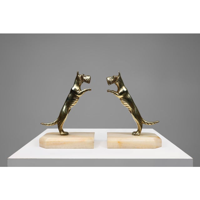Mid-Century Modern Art Deco Bookends in Copper with Marble Bases, France, 1930s, Set of 2 For Sale - Image 3 of 11