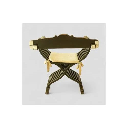 Vintage Savonarola Chair in Dark Wood with Upholstered Seat For Sale - Image 5 of 9