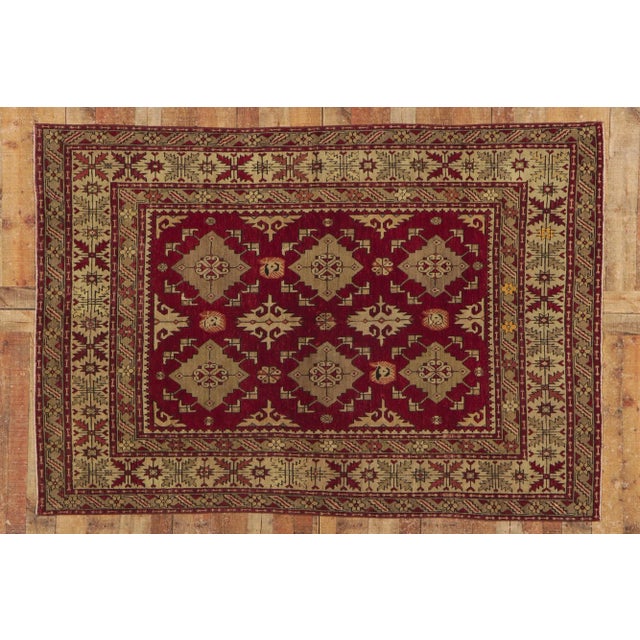 Ruby Red Vintage Turkish Oushak Rug - 5'06 X 8'00 For Sale - Image 8 of 9