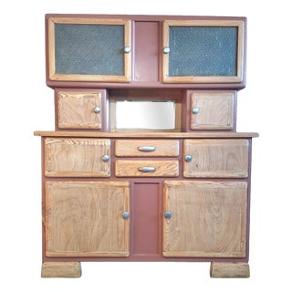 Vintage Mado 2-Body Kitchen Buffet with Cathedral Glass, 1950s For Sale