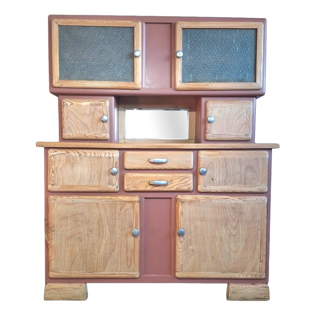 Vintage Mado 2-Body Kitchen Buffet with Cathedral Glass, 1950s For Sale