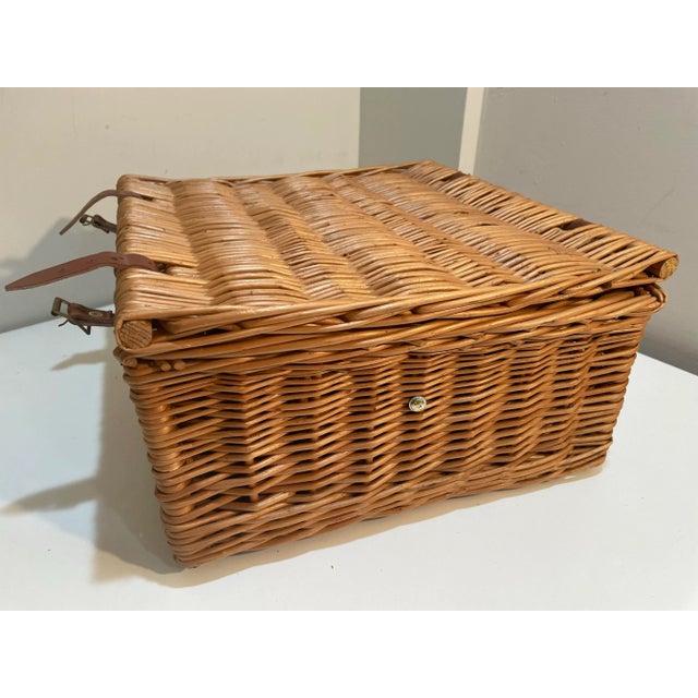 Vintage English Wicker Picnic Basket For Sale - Image 9 of 11