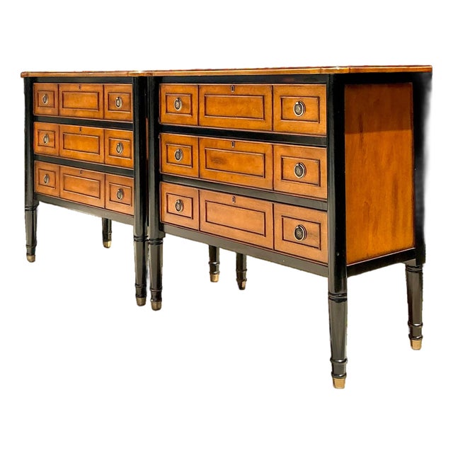 Neoclassical Two-Tone Ebonized Wood Dressers – A Pair For Sale