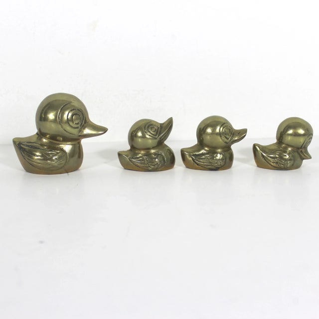 Mid-Century Modern Mid Century Brass Duck Mother and Ducklings- Set of 5 For Sale - Image 3 of 9