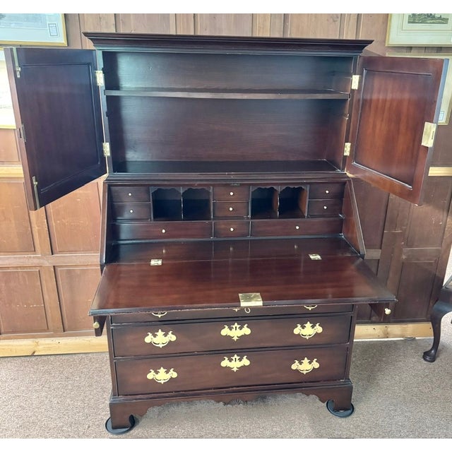 American Mid 20th Century Kittinger Cw 1 Mahogany Slant Front Chippendale Style Secretary. Desk For Sale - Image 3 of 15