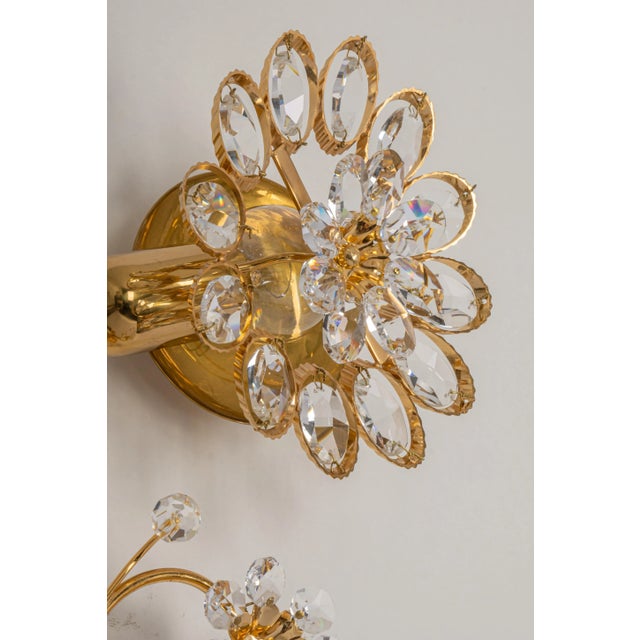 Gilt Brass Flower Shape Wall Lights from Palwa, Germany, 1970s For Sale - Image 3 of 10