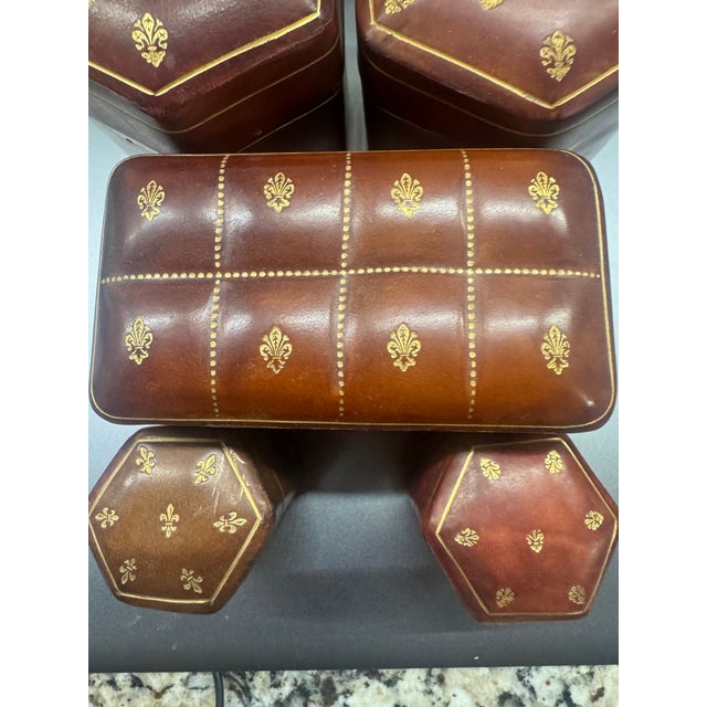 Lot of 5 Mid 20th Century, Fine Italian Leather Jewelry, Trinket, and Keepsake Storage Cases. Various Sizes For Sale - Image 10 of 11