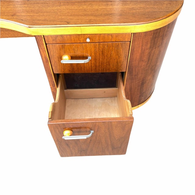 1940s Moderne Art Deco Fletcher Aviation Triangular Desk For Sale - Image 9 of 13