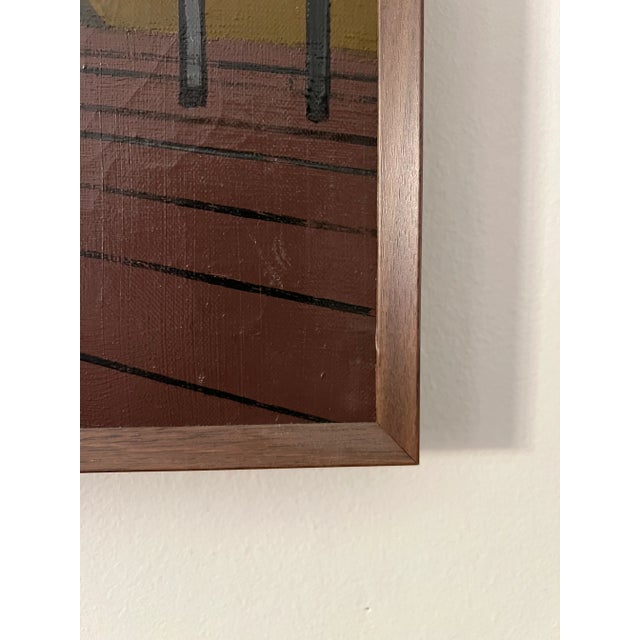 1960s 1964 Belgium French Vintage Mid Century Landscape Oil Painting Titled "La Ligne 130" (The Line 130) by Jean Maucourant For Sale - Image 5 of 10