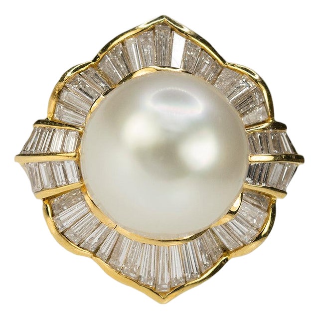 Late 20th Century 18k South Sea Pearl Ring, Size 6.5 For Sale