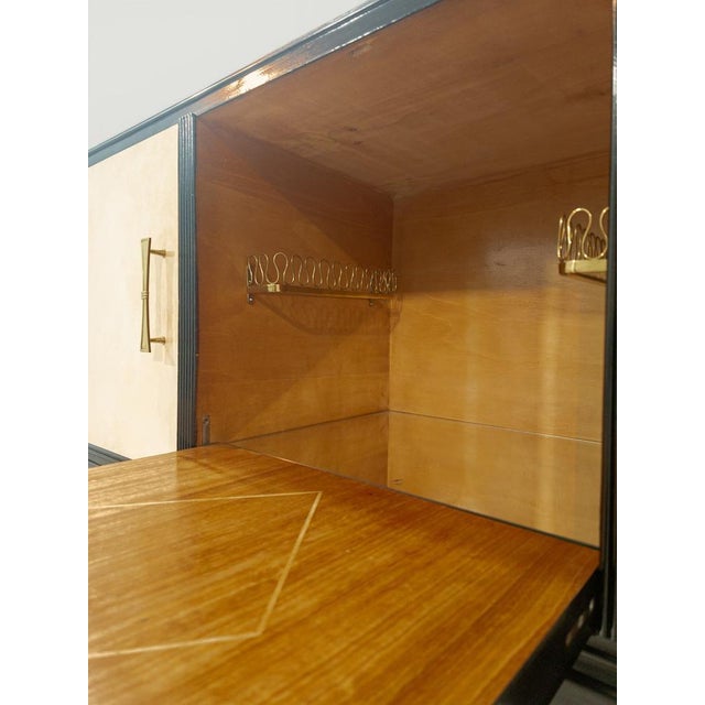 Mid-Century Italian Black Lacquered Parchment Bar Cabinet or Sideboard, 1950s For Sale - Image 18 of 18