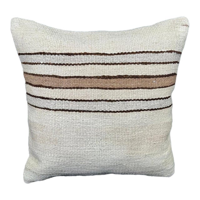 Turkish Hemp Pillow Cushion Natural Beige Brown Pillow Cushion Cover 20"x20" For Sale