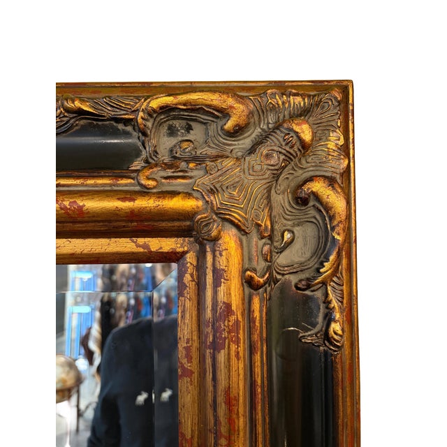 Large Baroque-Style Black and Gold Lacquered For Sale - Image 4 of 4
