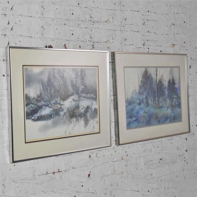 Vintage Watercolor Winter Landscape Paintings by Dorothy M. Reece Kordash - a Pair For Sale - Image 6 of 13