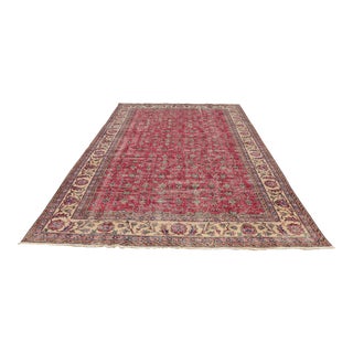 1950s Bohemian Chinese Handmade Area Red Rug For Sale