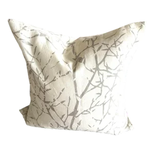 17” X 17” Kravet Jeffrey Alan Marks Sand Beige Ivory Branches Linen Pillow Cover